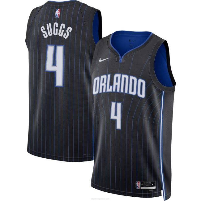 NBA N40H14850 Το Orlando Magic jalen προτείνει τη μαύρη φανέλα Nike swingman
