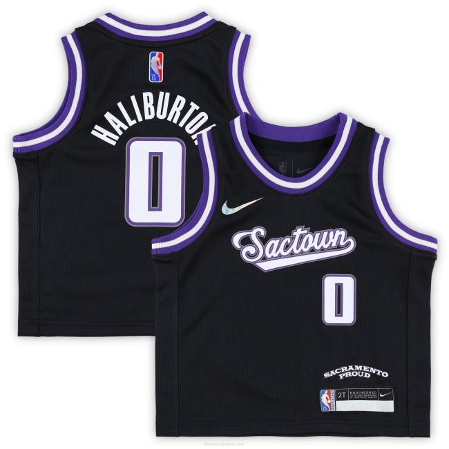 NBA N40H17107 νήπιο Sacramento kings ελαστική φανέλα haliburton nike μαύρο ρεπλίκα
