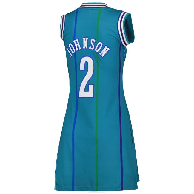 NBA N40H8964 charlotte hornets Larry johnson teal 1992 classics από σκληρό ξύλο όνομα και νούμερο φόρεμα φανέλας παίκτη