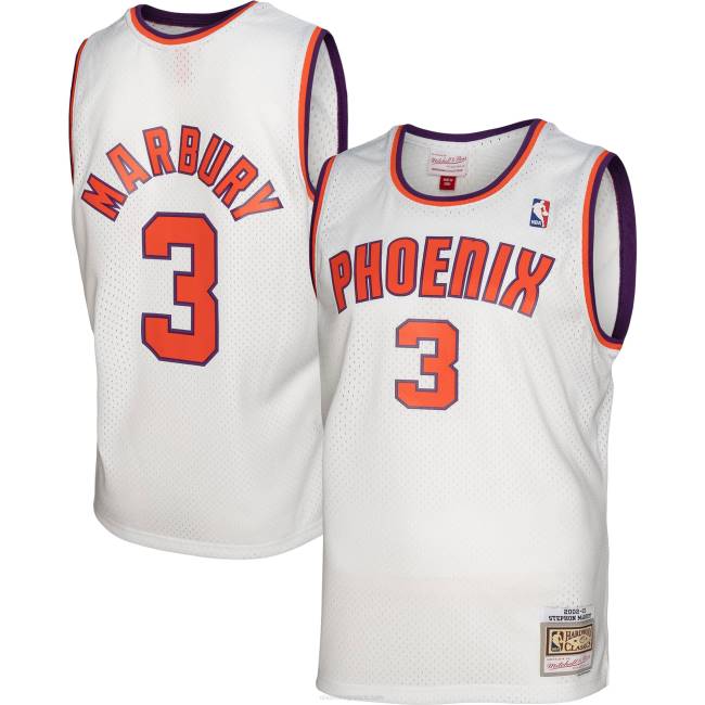 NBA N40H4252 Φοίνιξ Σανς Stephon Marbury Mitchell & ness λευκό σκληρό ξύλο κλασική φανέλα swingman