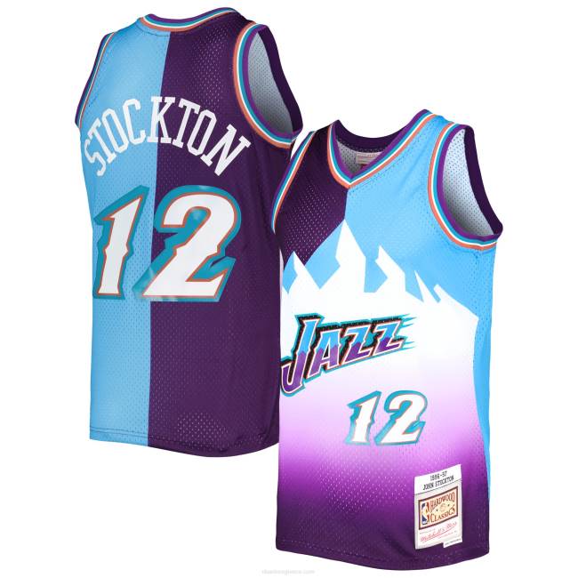 NBA N40H1415 utah jazz john Stockton Mitchell & ness μωβ/τιρκουάζ κλασική φανέλα swingman