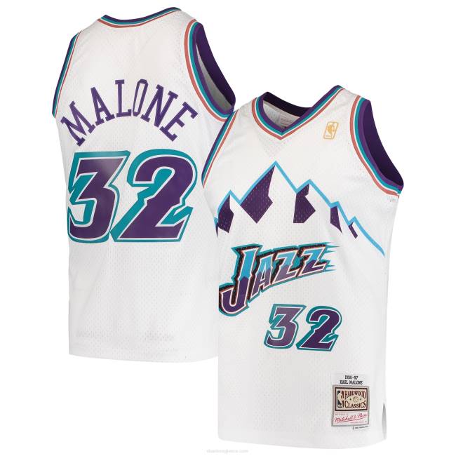 NBA N40H899 Γιούτα τζαζ Karl Malone Mitchell & ness λευκό σκληρό ξύλο κλασική φανέλα swingman