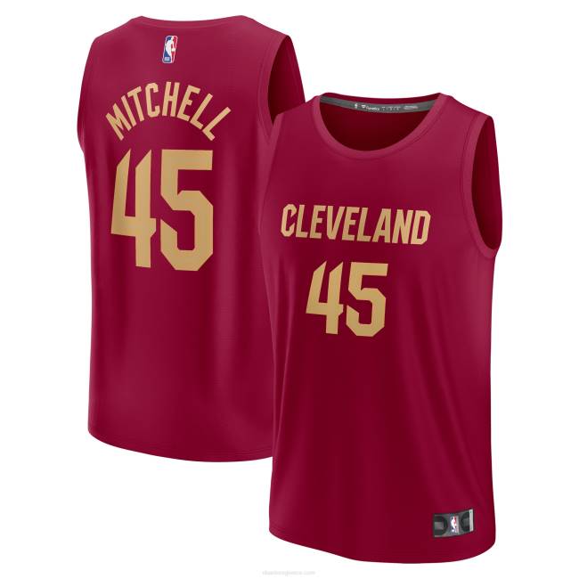 NBA N40H2077 Cleveland Cavaliers Donovan Mitchell wine fast break replica jersey