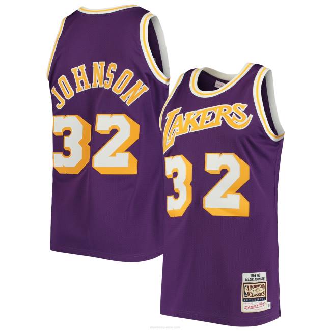 NBA N40H2835 Λος Άντζελες Λέικερς magic johnson mitchell & ness purple 1984 κλασικά αυθεντική φανέλα από σκληρό ξύλο