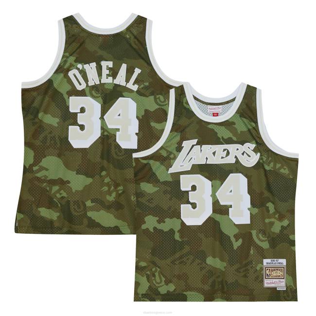 NBA N40H5351 Λος Άντζελες Λέικερς Shaquille O'neal camo σκληρό ξύλο κλασικά φάντασμα πράσινη φανέλα swingman