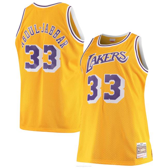 NBA N40H866 Λος Άντζελες Λέικερς Kareem Abdul-jabbar Mitchell & ness χρυσή μεγάλη και ψηλή κλασική φανέλα από σκληρό ξύλο