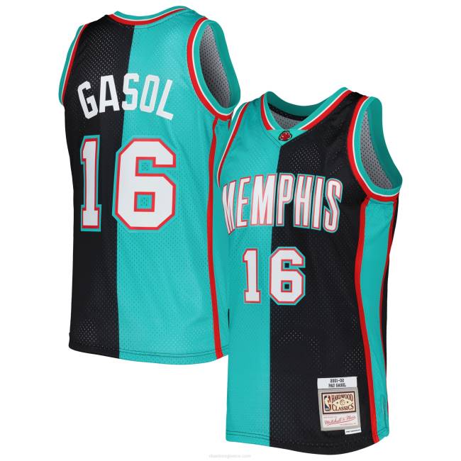 NBA N40H952 Μέμφις γκρίζλις pau gasol mitchell & ness μαύρο/τιρκουάζ σκληρό ξύλο κλασική φανέλα swingman