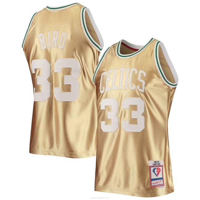 NBA N40H1184 Boston Celtics Larry bird Gold Mitchell & ness 75η επέτειος κλασική φανέλα swingman από σκληρό ξύλο