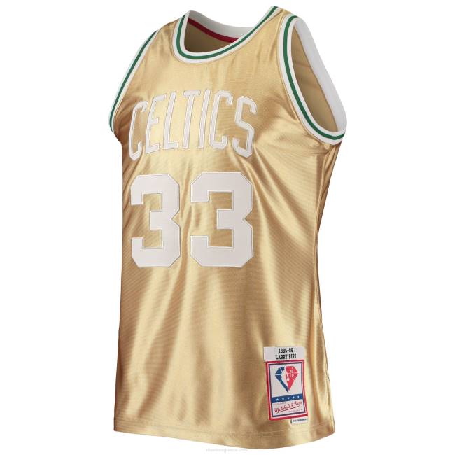 NBA N40H1184 Boston Celtics Larry bird Gold Mitchell & ness 75η επέτειος κλασική φανέλα swingman από σκληρό ξύλο