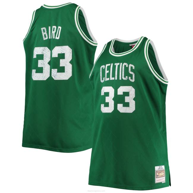 NBA N40H2919 Boston Celtics Larry bird Kelly Green μεγάλος και ψηλός φανέλα 75ης επετείου με διαμάντια swingman