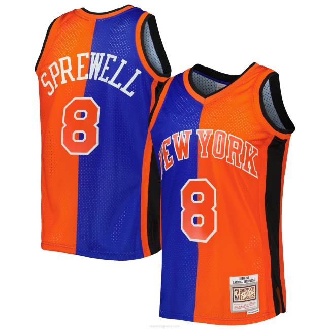 NBA N40H7304 New York Knicks Latrell Sprewell Mitchell & ness μπλε/πορτοκαλί κλασική φανέλα swingman από σκληρό ξύλο