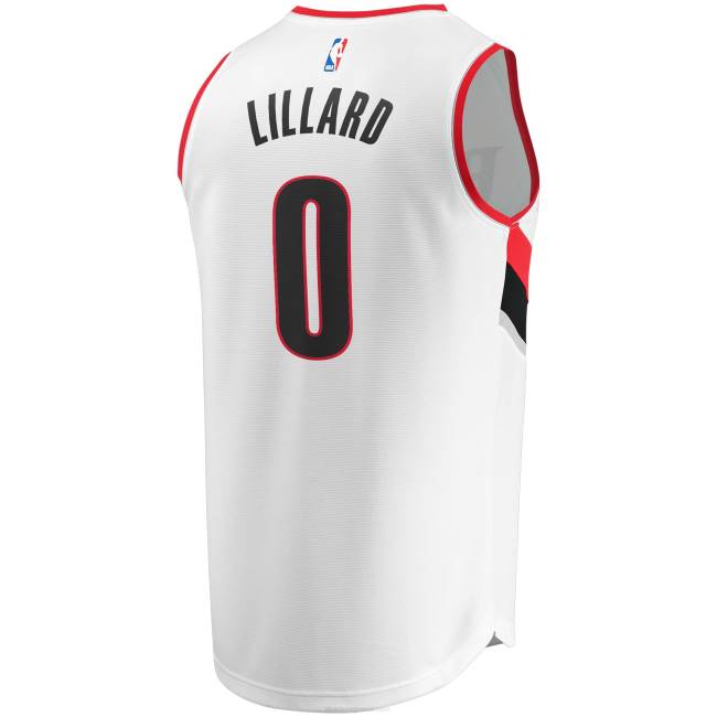 NBA N40H315 Portland trail blazers damian lillard white fast break replica jersey