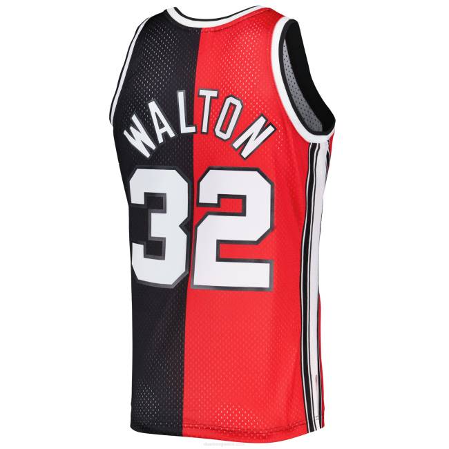 NBA N40H3608 Portland trail blazers Bill Walton κόκκινο/μαύρο κλασικά σκληρό ξύλο 1976-77 split swingman jersey
