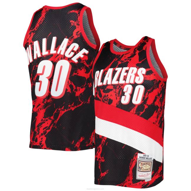 NBA N40H4963 Portland trail blazers Rasheed Wallace black 1999-00 κλασικά μαρμάρινα φανέλα swingman από σκληρό ξύλο