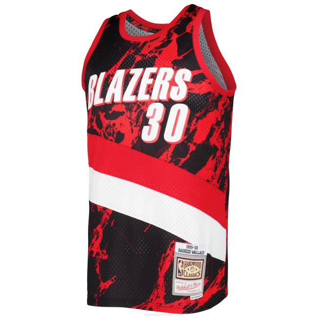 NBA N40H4963 Portland trail blazers Rasheed Wallace black 1999-00 κλασικά μαρμάρινα φανέλα swingman από σκληρό ξύλο