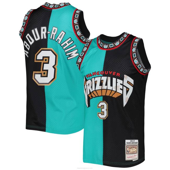 NBA N40H1834 vancouver grizzlies shareef abdur-rahim τιρκουάζ/μαύρο σκληρό ξύλο κλασική φανέλα swingman