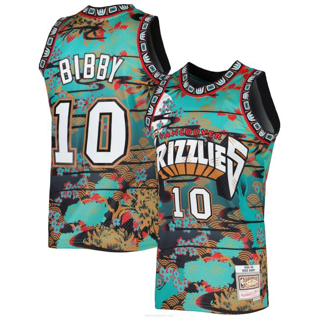 NBA N40H6838 Vancouver Grizzlies Mike Bibby τιρκουάζ σκληρό ξύλο κλασικά σεληνιακό πρωτοχρονιάτικο φανέλα swingman