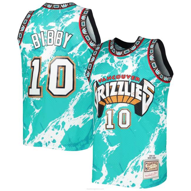 NBA N40H7461 Vancouver Grizzlies Mike Bibby Mitchell & ness τιρκουάζ σκληρό ξύλο κλασική μαρμάρινη φανέλα swingman
