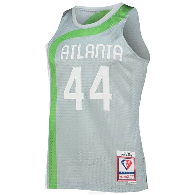 NBA N40H7575 Atlanta hawks Pete Maravich silver 75η επέτειος 1971-72 κλασική φανέλα swingman από σκληρό ξύλο