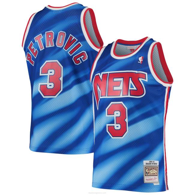 NBA N40H2893 Νιου Τζέρσεϊ δίχτυα drazen petrovic mitchell & ness blue 1990-91 κλασική φανέλα swingman από σκληρό ξύλο