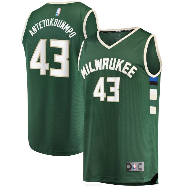 NBA N40H1948 milwaukee bucks thanasis antetokounmpo hunter green fast break ρεπλίκα φανέλα παίκτη