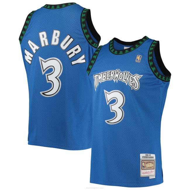 NBA N40H2206 Μινεσότα Τίμπεργουλβς Stephon Marbury Mitchell & ness μπλε σκληρό ξύλο κλασική φανέλα swingman