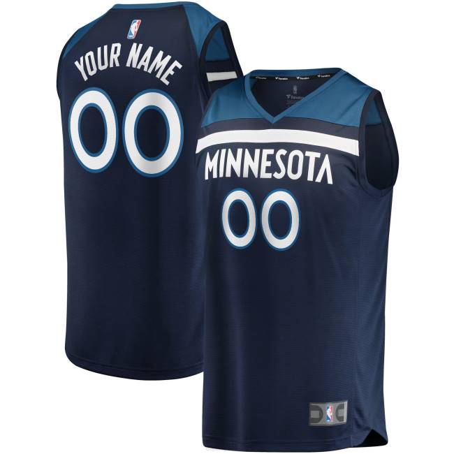 NBA N40H2490 Μινεσότα timberwolves navy fast break custom replica jersey