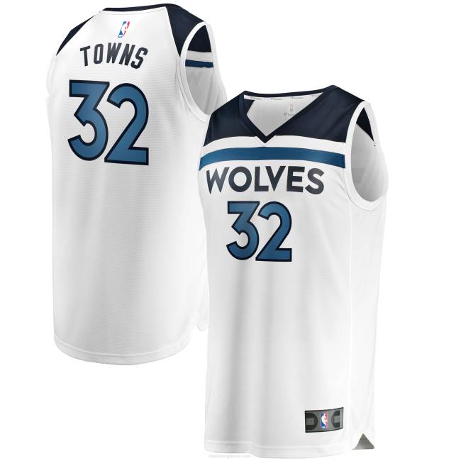 NBA N40H6488 Μινεσότα Τίμπεργουλβς Karl-Anthony towns λευκή φανέλα ρεπλίκα fast break