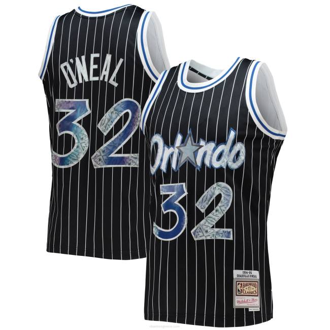 NBA N40H5025 Orlando magic Shaquille O'neal μαύρο κλασικό σκληρό ξύλο φανέλα 75ης επετείου με διαμάντια swingman
