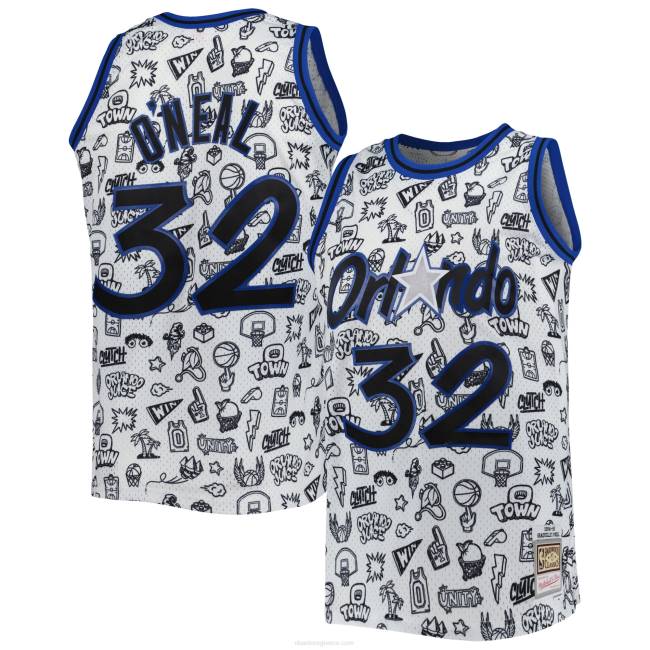 NBA N40H8232 Orlando Magic Shaquille O\'neal Mitchell & ness λευκό σκληρό ξύλο classics doodle jersey swingman