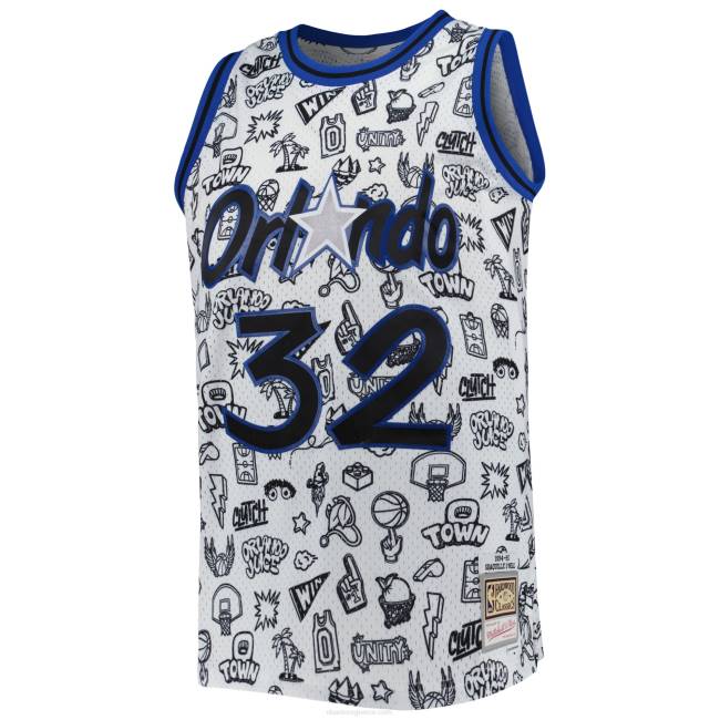 NBA N40H8232 Orlando Magic Shaquille O\'neal Mitchell & ness λευκό σκληρό ξύλο classics doodle jersey swingman