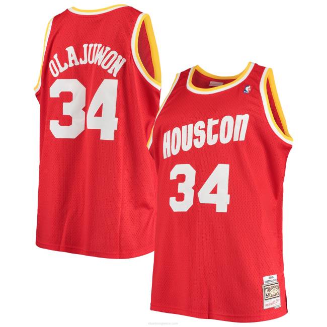 NBA N40H2528 Χιούστον Ρόκετς Hakeem olajuwon Mitchell & ness κόκκινη μεγάλη και ψηλή κλασική φανέλα από σκληρό ξύλο
