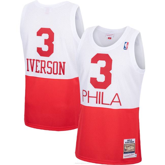 NBA N40H1185 philadelphia 76ers allen iverson mitchell & ness αυθεντική φανέλα λευκού σκληρού ξύλου