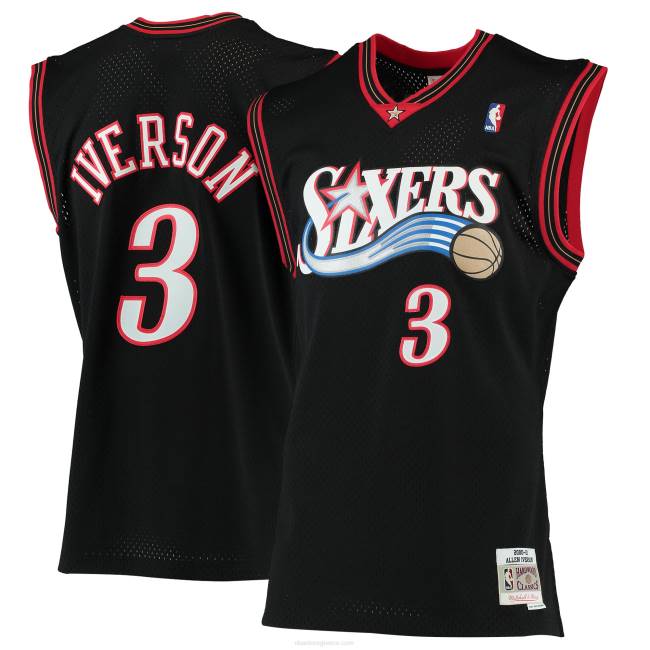 NBA N40H139 philadelphia 76ers allen iverson mitchell & ness μαύρη κλασική φανέλα swingman από σκληρό ξύλο