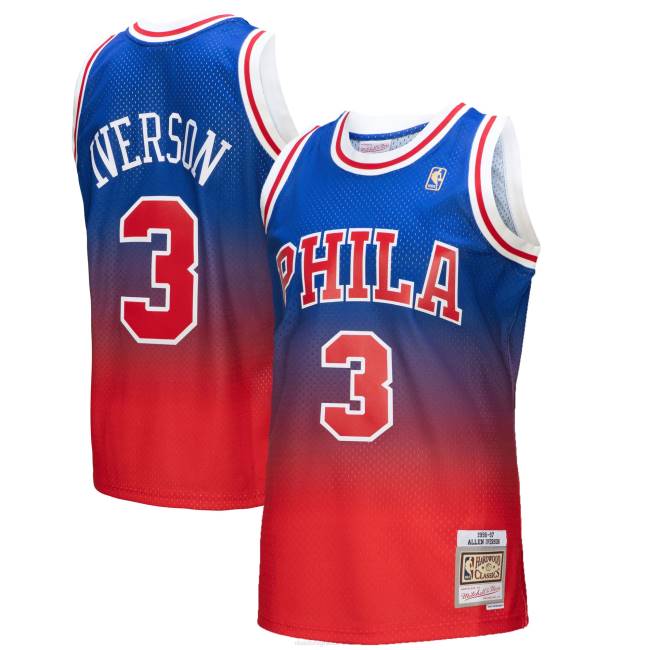NBA N40H1508 philadelphia 76ers allen iverson red/royal hardwood classics fadeaway φανέλα παίκτη swingman