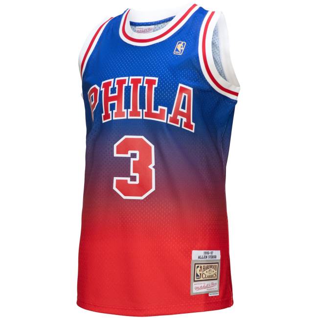NBA N40H1508 philadelphia 76ers allen iverson red/royal hardwood classics fadeaway φανέλα παίκτη swingman