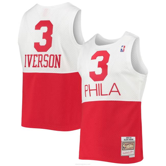 NBA N40H1598 philadelphia 76ers allen iverson mitchell & ness λευκό σκληρό ξύλο κλασική φανέλα swingman