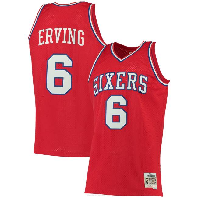 NBA N40H2123 philadelphia 76ers Julius erving Mitchell & ness κόκκινο μεγάλο και ψηλό κλασικό ζέρσεϊ από σκληρό ξύλο