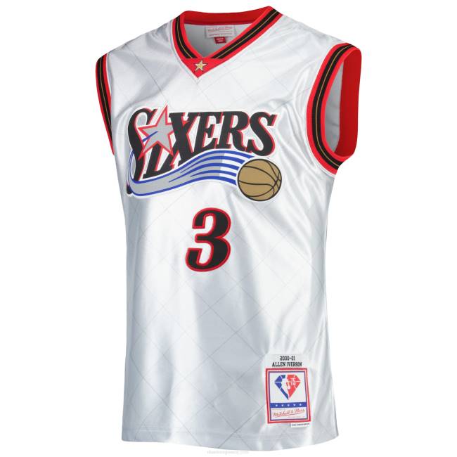 NBA N40H2820 philadelphia 76ers allen iverson platinum hardwood classics φανέλα 75ης επετείου swingman