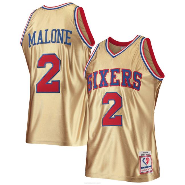NBA N40H2902 philadelphia 76ers moses malone gold 75η επέτειος από σκληρό ξύλο κλασική φανέλα swingman