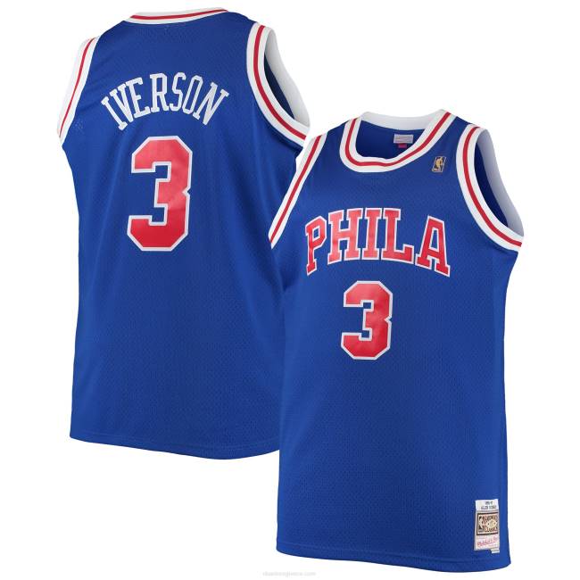 NBA N40H2941 philadelphia 76ers allen iverson mitchell & ness royal μεγάλος και ψηλός, κλασική φανέλα swingman από σκληρό ξύλο