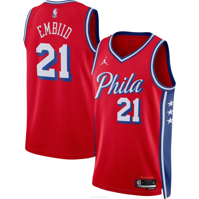 NBA N40H304 philadelphia 76ers joel embiid Jordan, κόκκινη φανέλα swingman