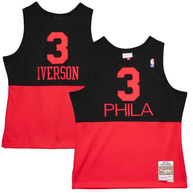 NBA N40H5265 philadelphia 76ers allen iverson black hardwood classics reload 2.0 swingman jersey