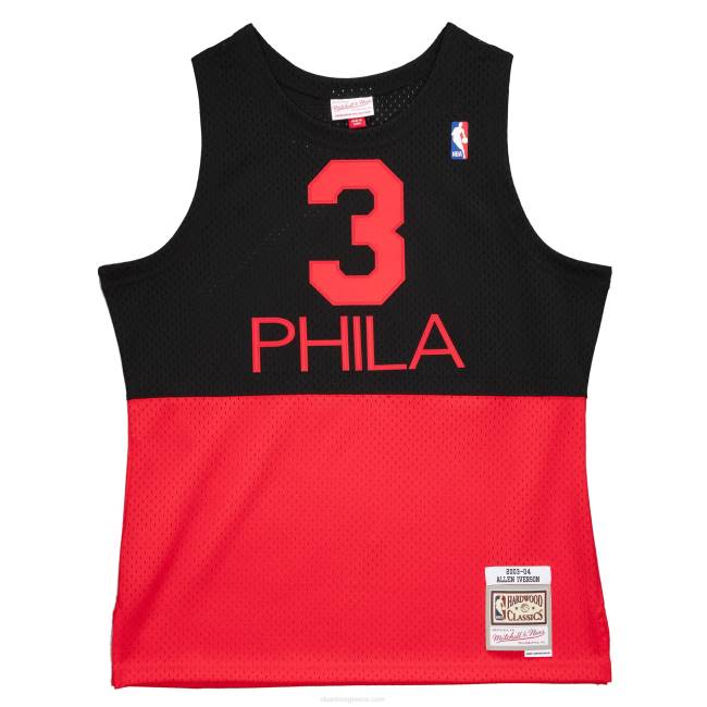 NBA N40H5265 philadelphia 76ers allen iverson black hardwood classics reload 2.0 swingman jersey