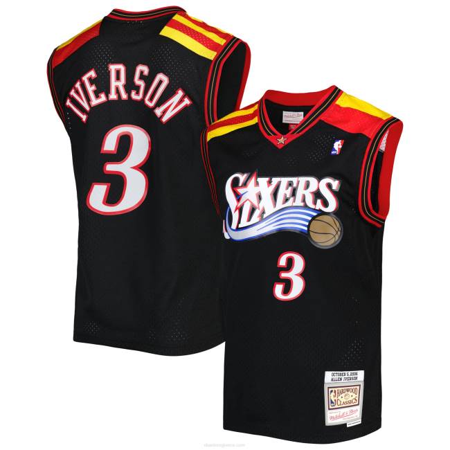 NBA N40H5962 philadelphia 76ers allen iverson mitchell & ness μαύρη κλασική φανέλα swingman από σκληρό ξύλο