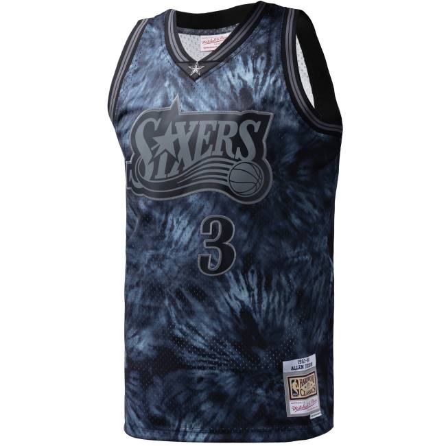 NBA N40H6121 philadelphia 76ers allen iverson mitchell & ness μαύρο κλασικό tie-dye jersey swingman