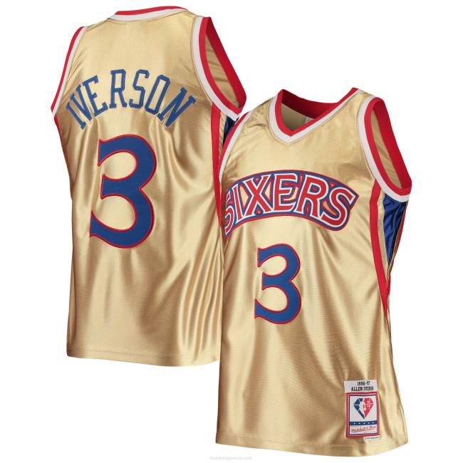 NBA N40H7677 philadelphia 76ers allen iverson gold 75η επέτειος από σκληρό ξύλο classics swingman jersey
