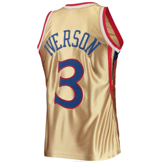 NBA N40H7677 philadelphia 76ers allen iverson gold 75η επέτειος από σκληρό ξύλο classics swingman jersey