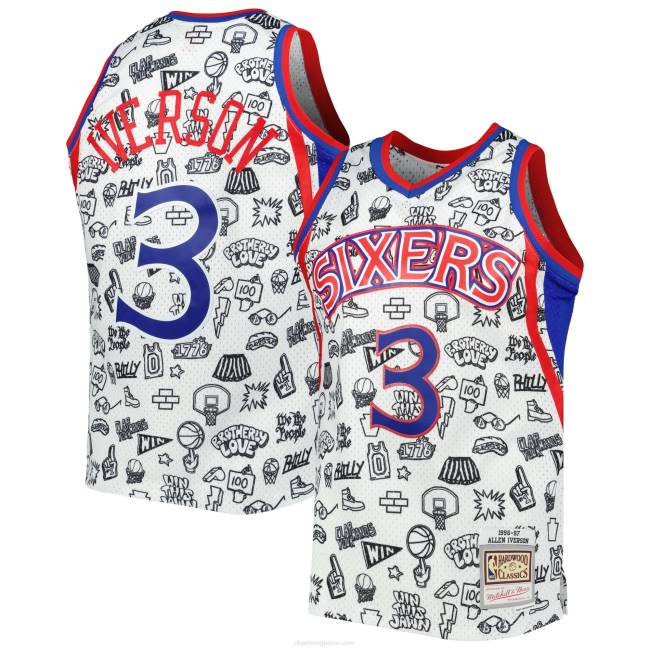 NBA N40H7698 philadelphia 76ers allen iverson mitchell & ness white jersey swingman