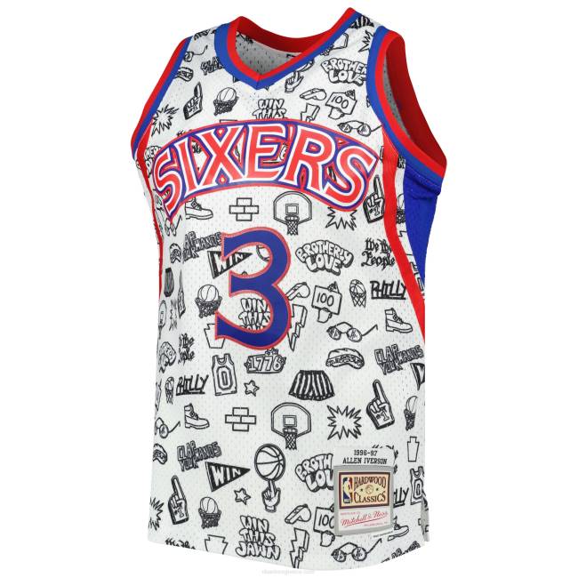 NBA N40H7698 philadelphia 76ers allen iverson mitchell & ness white jersey swingman